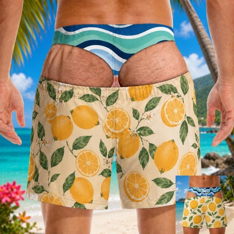 Funny Men Swim Trunks Personalized Hairy Butt Print Beach Shorts, Bathing Suit, Bachelor Party Short, Big Booty Gag Gift for Him
