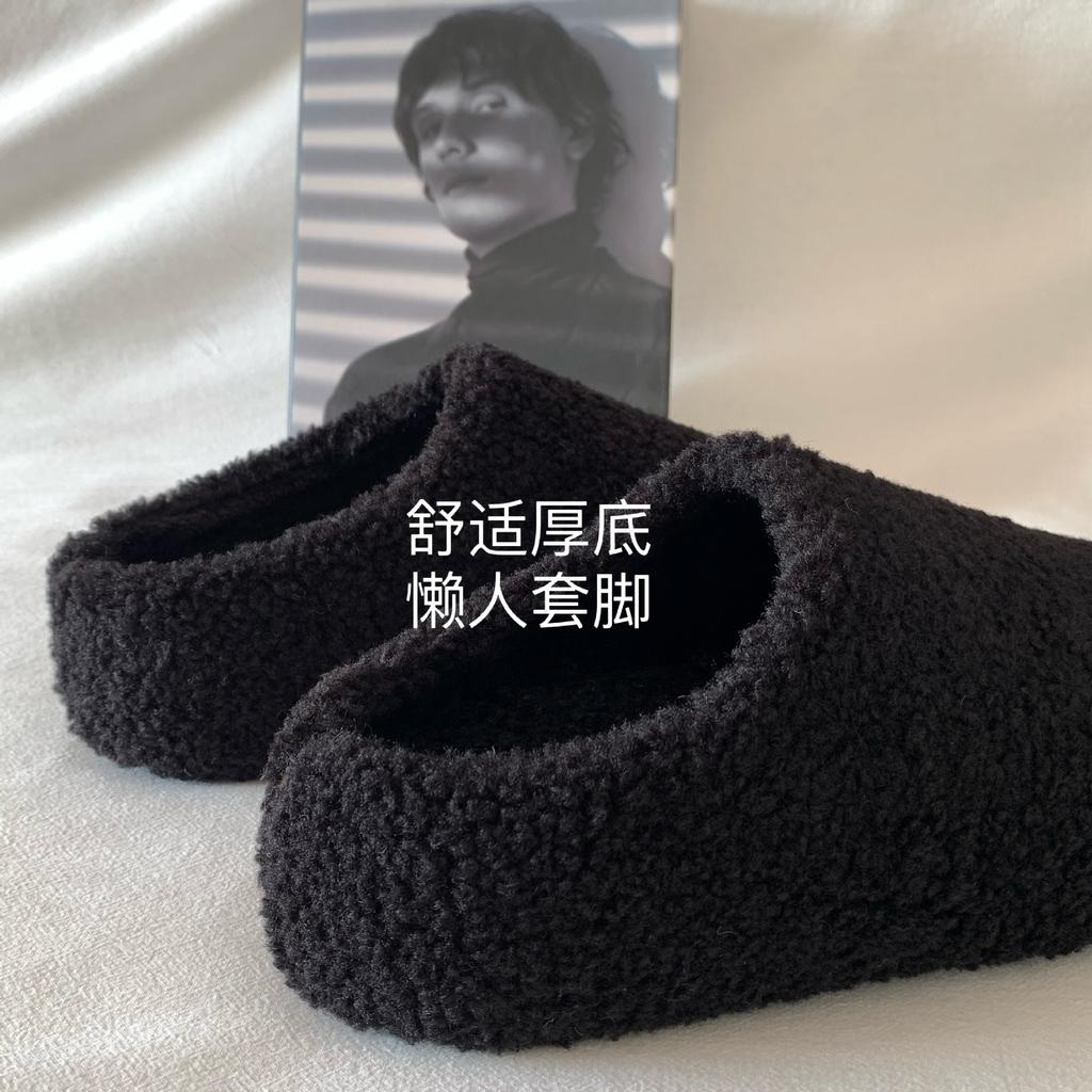 Keep your own height and thinness~ INS thick-bottomed fluffy slippers for women's 2025 autumn and winter Internet celebrity outer wear muffin bag he