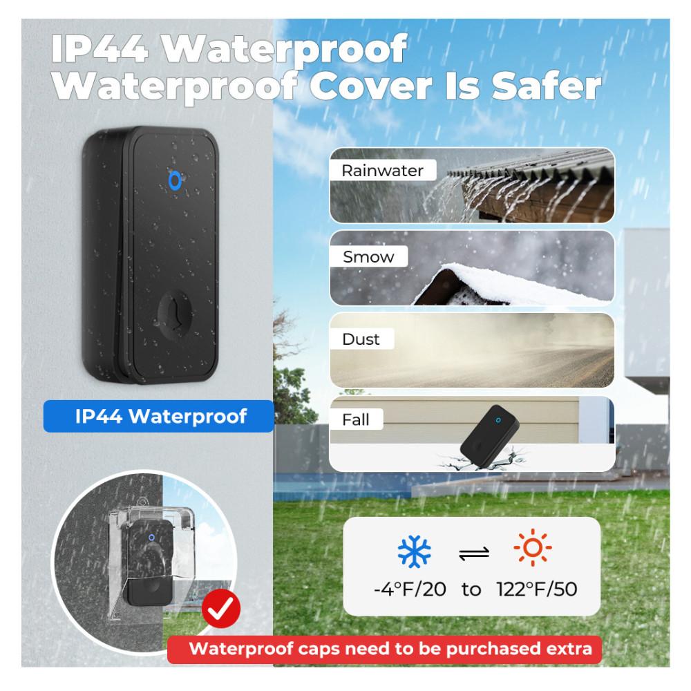 HOMLLY Self-Powered Wireless Waterproof Electric Door Bells with 60 Chimes & 5-Level Volume LED Flash