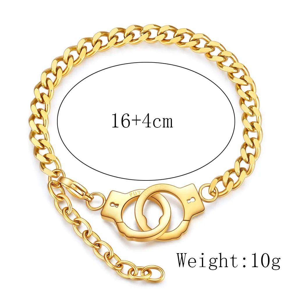 VQYSKO Simple all-in-one stainless steel couples fashion handcuff bracelet for lovers Valentine's Day gift jewelry