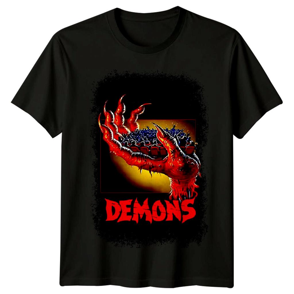 Demoni (1985) T-shirt 100% Cotone Ispirata ai Poster dei Film Magliette da Uomo Top Maglietta Retrò Anni '80