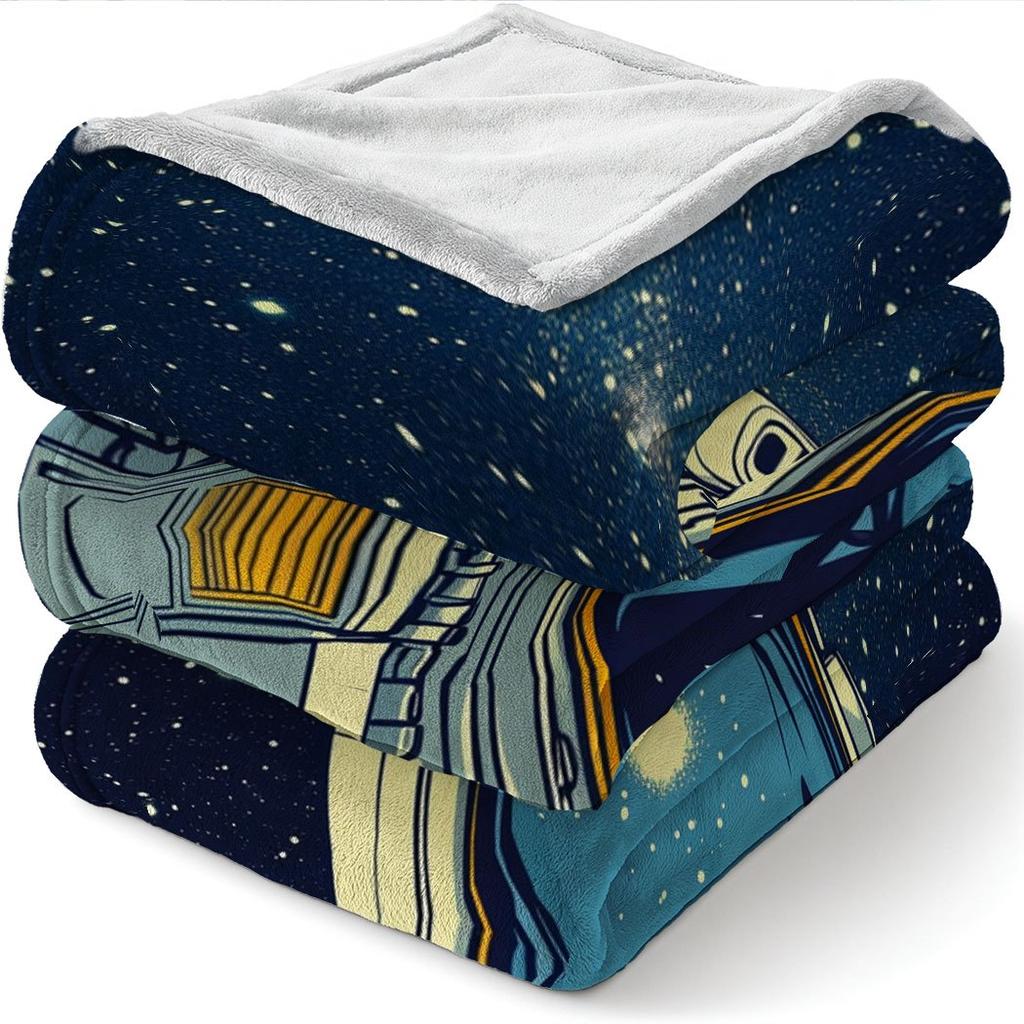 Astronaut Space Print Fleece Throw Blanket Soft Cozy for Home Office Sofa Car All Season Gift 150x200cm 59x79in
