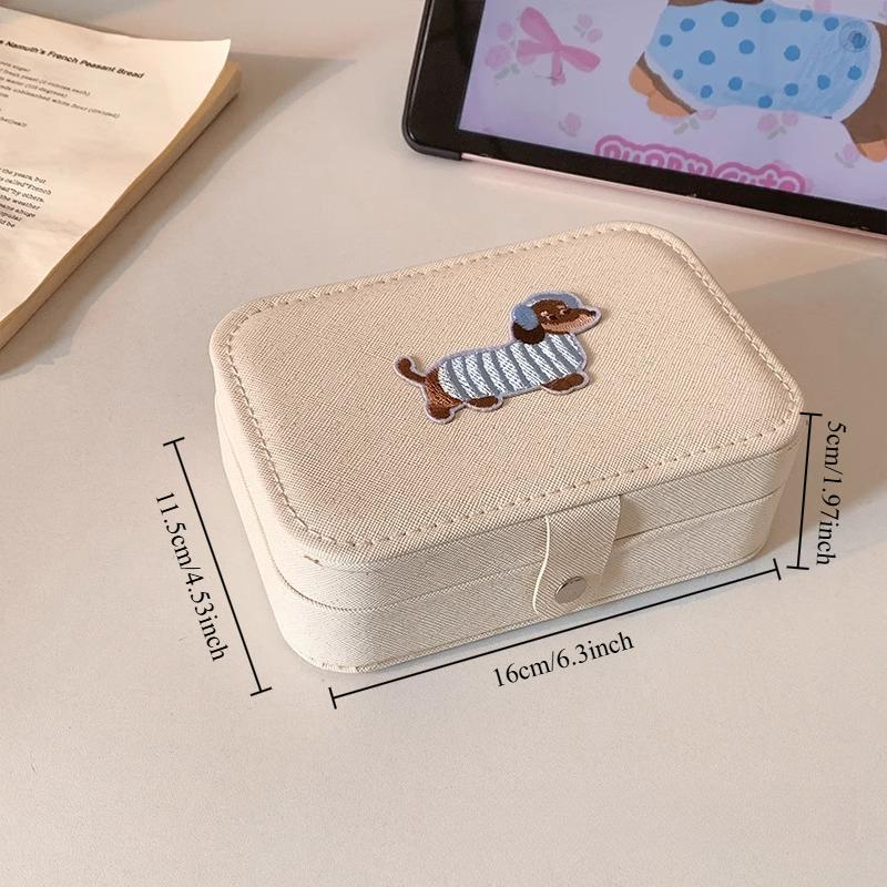 

Cute Sausage Dog Jewelry Box for Women Portable Large Capacity Handmade Accessories Small Storage Box білий