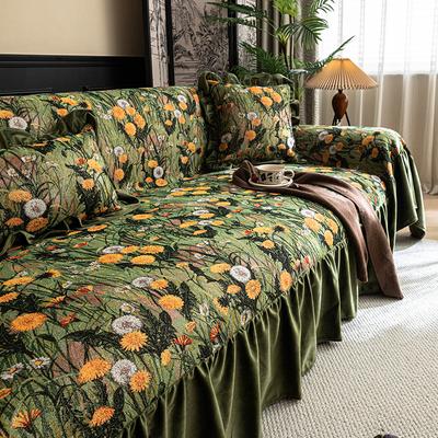 French Fashion Floral Pattern Sofa Case Lotus Leaf Like Edge All Season Universal Couch Towel Anti Cat Scratching Settee Cover