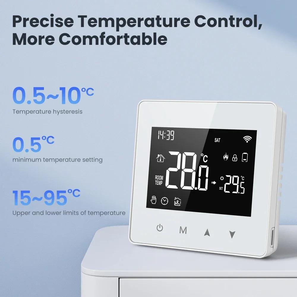 Smart WiFi Thermostat Battery Powered Tuya Compatible with Alexa and Google Home for Heating System of Gas and Water Boilers