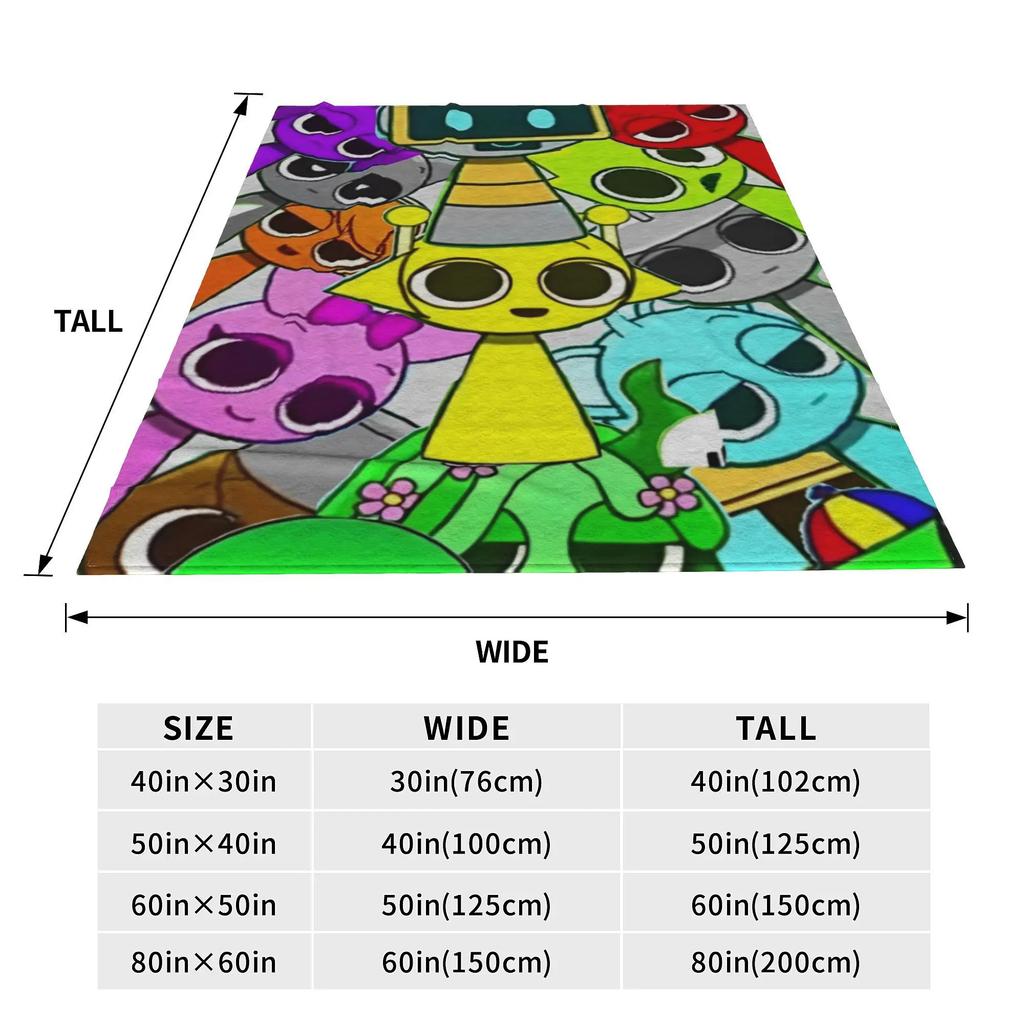 Sprunki Incredibox Game Throw Blanket for Couch Soft Fuzzy Plush Blanket 50x60 Inch Multiple Sizes Bedspreads for All Seasons