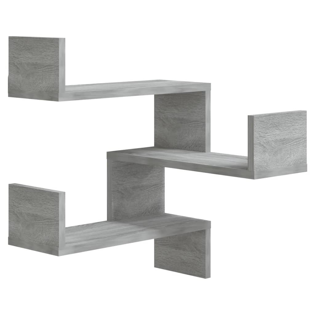 Wall Mounted Corner Shelf Grey Sonoma 40 x 40 x 50 cm Particleboard