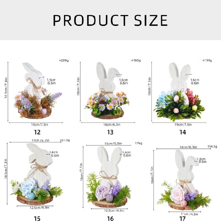 Easters Rabbit Wood Ornament Cartoon Rabbit Wood Crafts for Easters Home Party Desktop Decoration