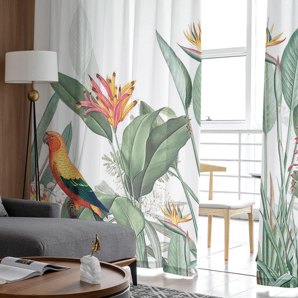 Garden Style Tropical Plants Tropical Flowers Sheer Curtains Bedroom Living Room Voile Window Curtains Tulle Curtains Kids Room
