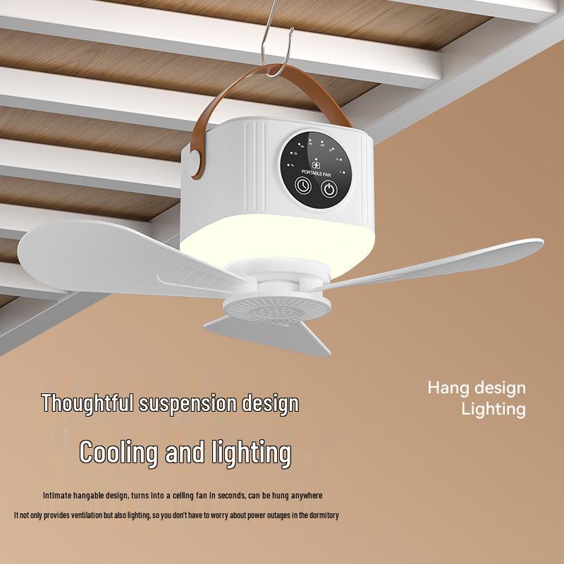 Rechargeable Mini Smart Ceiling Fan Light for Desktop, Camping, and Pendant Use