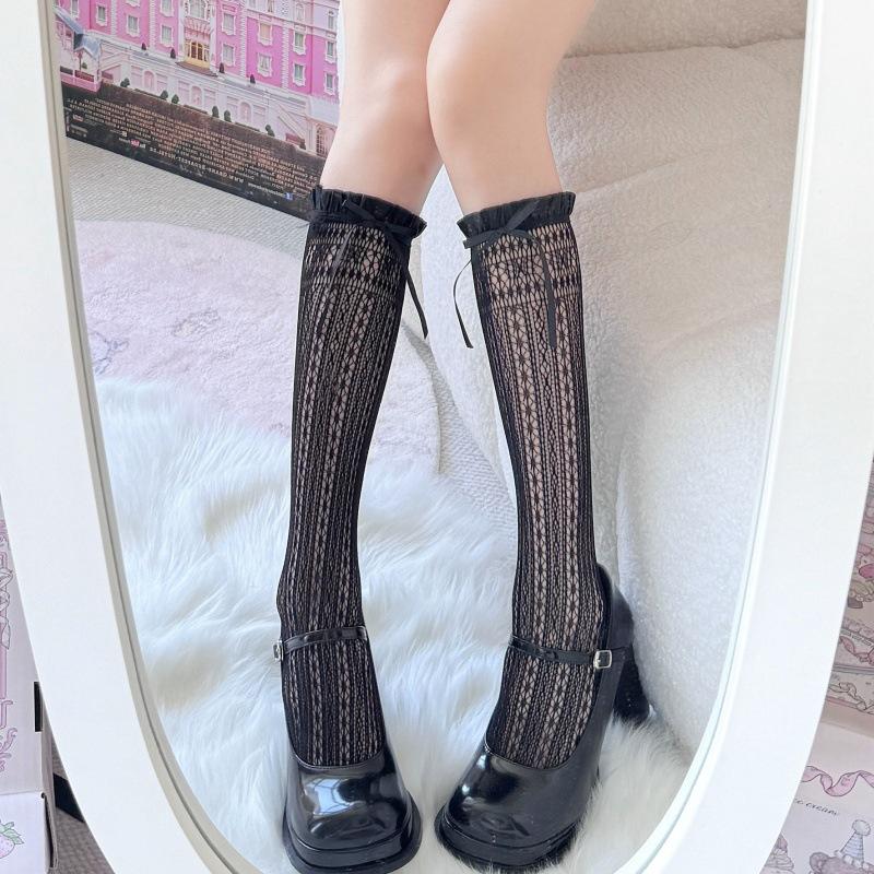 Lace Calf Socks Women'S Summer Thin Lolita Ballet Jk Bow Long Tube Stack Knee Socks