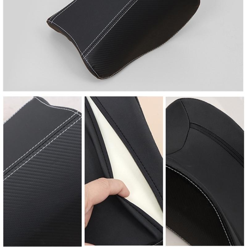 High Elasticity Comfortable Carbon Fiber Pattern Motorcycle Seat Cover Cushion With Non Slip Surfaces And Elastic Straps
