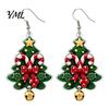 Festive Fashion Jewelry 1 Pair Acrylic Christmas Tree Dangle Earrings, 2D Flat Xmas Winter Outfit Accessories Bow Candy Cane Earrings with Bell,