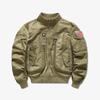 Mens Lightweight Casual Bomber Jacket With Multiple Pockets Stand Collar Windproof Nylon Outerwear Fall
