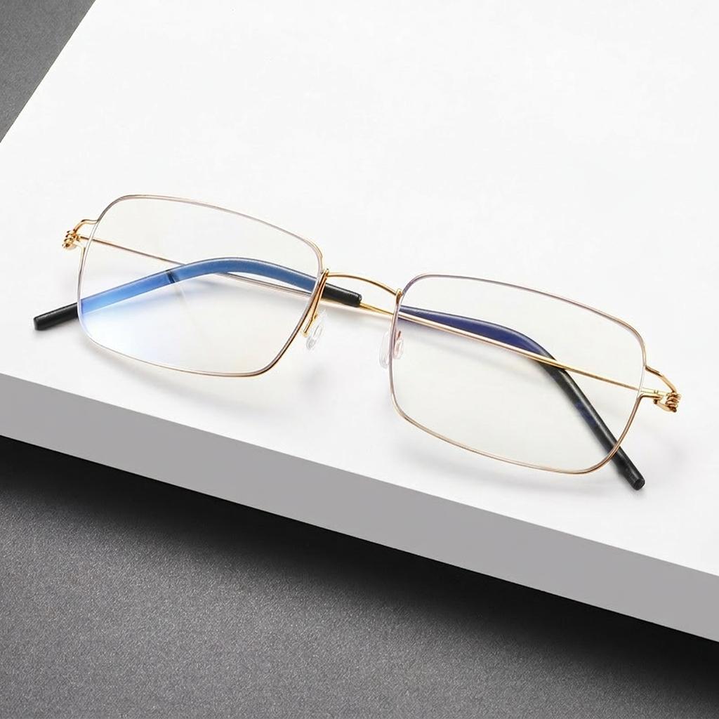 Ultra Light Pure Titanium Rectangle Reading Glasses Screwless Anti Blue Light Glasses for Men Women Business Daily Use Eyewear