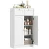 Bathroom Cabinet, 2 Drawers, Double Arched Doors, Adjustable Shelves, 60 X 30 X 108 Cm, White