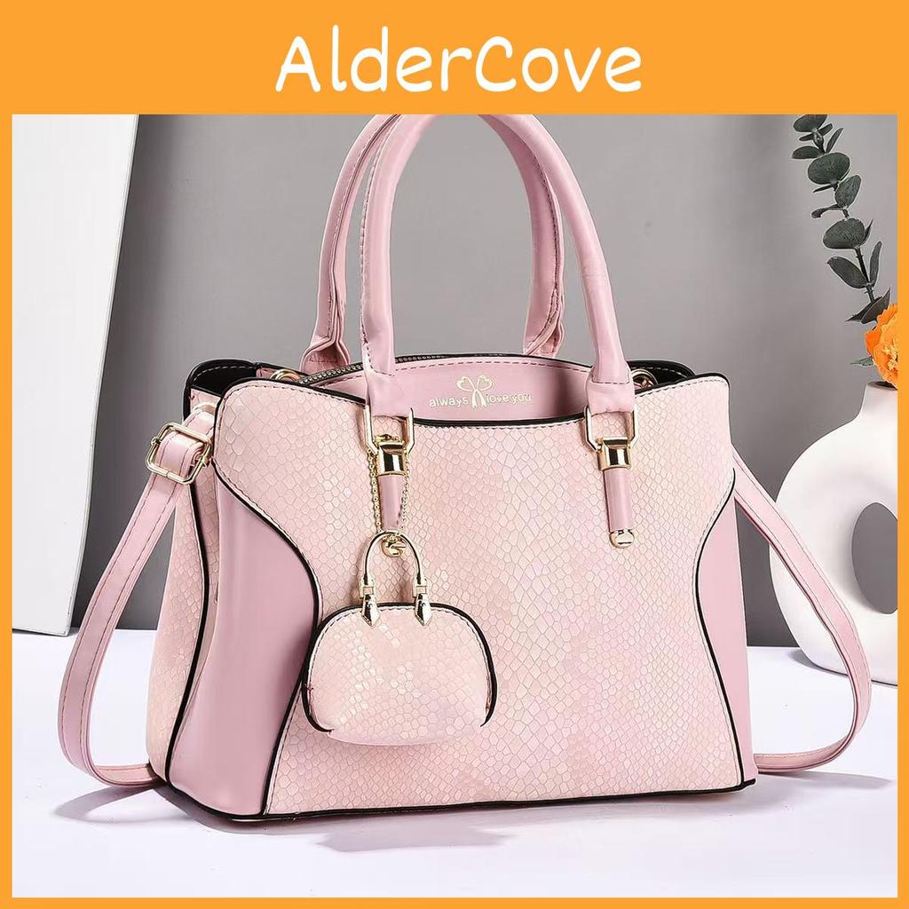 Fashion Splicing Design Shiny Snake Pattern Handbag With Pendant Small Bag For Women