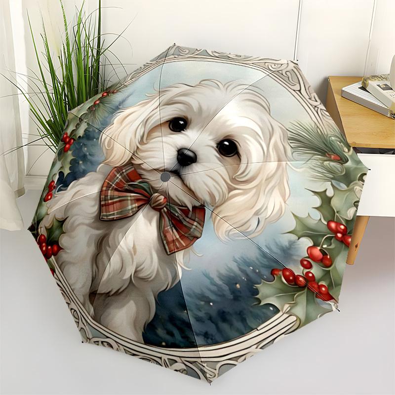 1pc Winter Festive Dog Automatic Folding Umbrella, Sturdy And Durable Automatic Folding Umbrella with 8 Ribs, Convenient for Outdoor Use105
