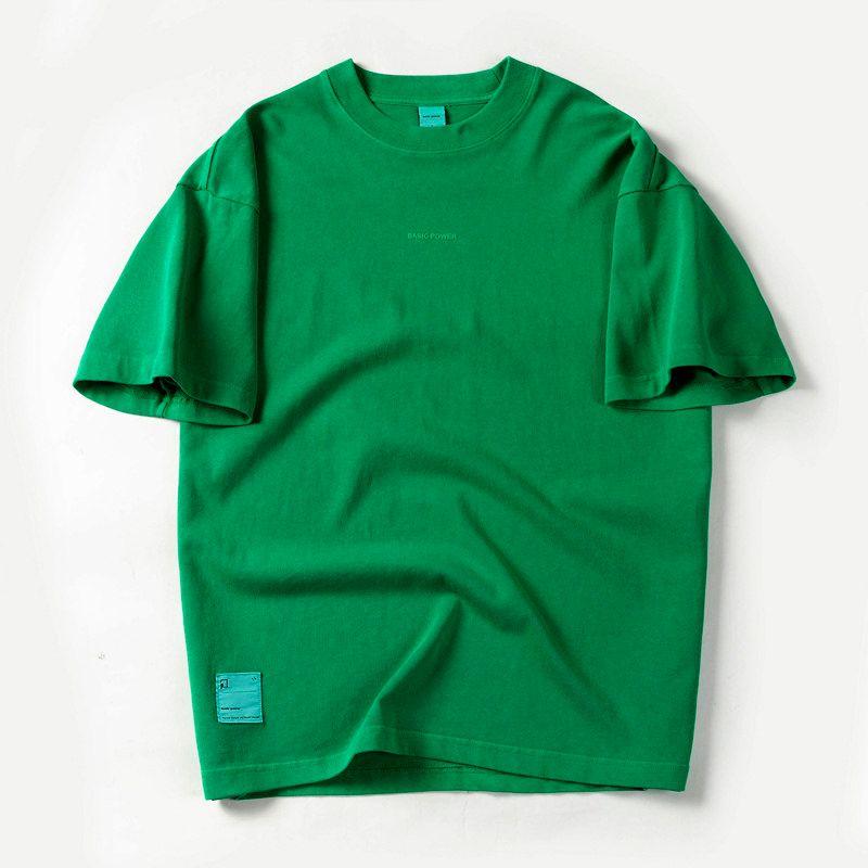 Cotton Men Short Sleeve T-Shirt Men's Summer 300G Heavy Weight Drop Shoulder Pure Cotton American Export Export Menswear T-shirt