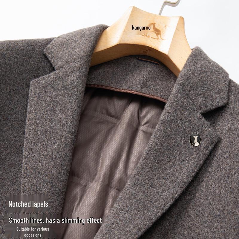 DAISHU Men's Detachable Down Liner Wool Blend Overcoat