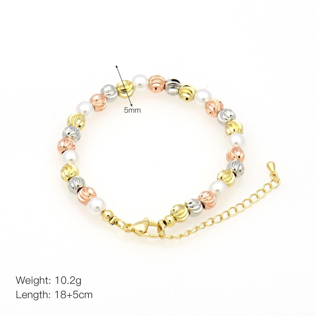 Trójkolorowy Mieszany i Dopasowany Okrągły Koralik Klips Perłowa Bransoletka Biżuteria Osobowościowa Damska