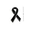 Black Rhinestones Ribbon Brooch Memorial Funeral Pin Mourning Badge Unisex Suit Shirt Clothing Decoration Accessories