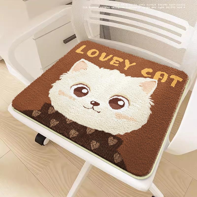 Cartoon Plush Non-Slip Chair Cushion – Soft Imitation Cashmere for Office, Student, or Sofa Seating