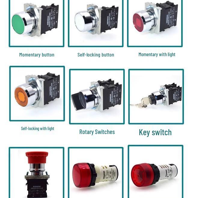 Siemens Green LED Flat Head Push Button 3SB6130-0AB50-1BA0, 3SB6160-0AB60-1BS0