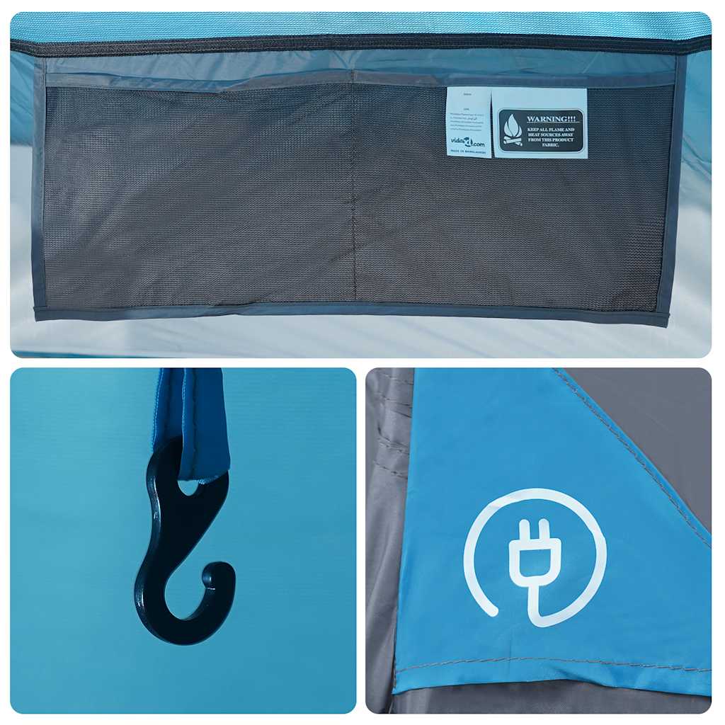 Dome Camping Tent for 4 Persons Blue Waterproof