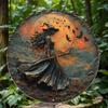Retro 2D Round Aluminum Wall Decor for Home Living Room Vintage Metal Art Sign