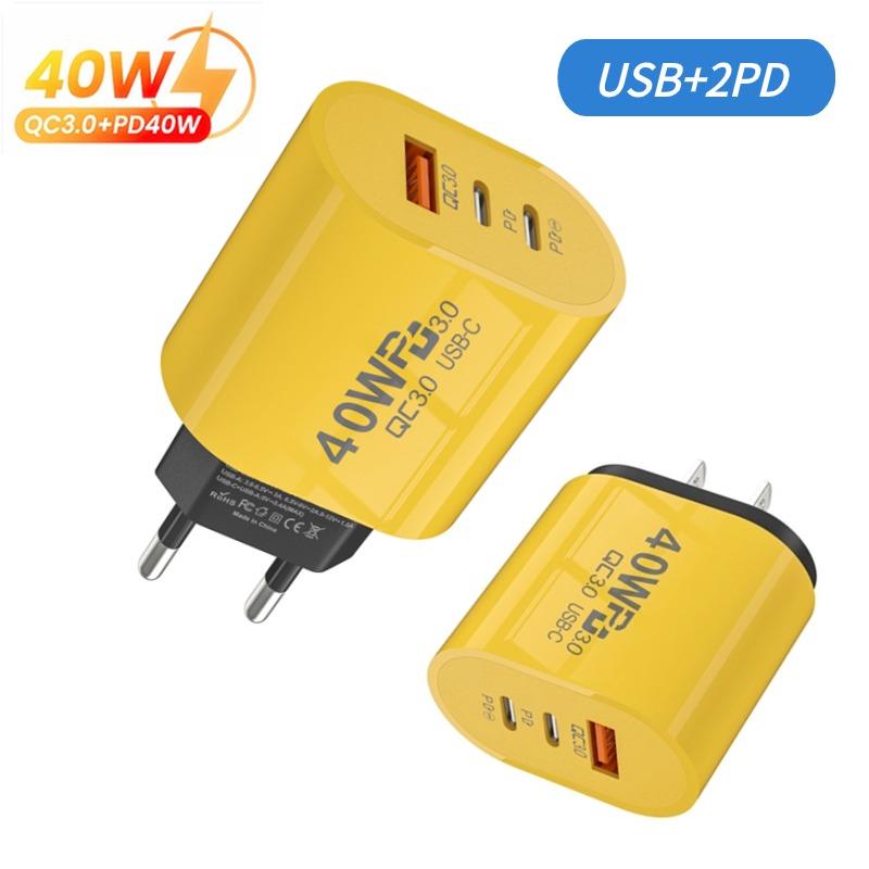 

Зарядное устройство USB C, 40 Вт, PD, зарядное устройство для быстрой зарядки, 3 порта, тип C, зарядное устройство для мобильного телефона, адаптер питания для Samsung Xiaomi IPhone QC3.0