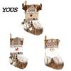 Christmas Stocking Decorations Large Stockings, Santa Snowman Elk Design Plush Hanging Bag, Plaid Knitted Holiday Socks Rustic for Fireplace