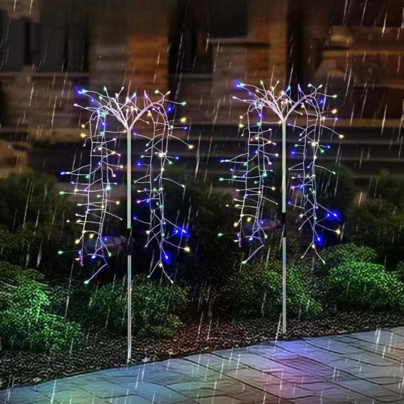 Solar LED Pathway Lights - Warm Light Firecracker String for Garden, Courtyard, and Lawn Decoration