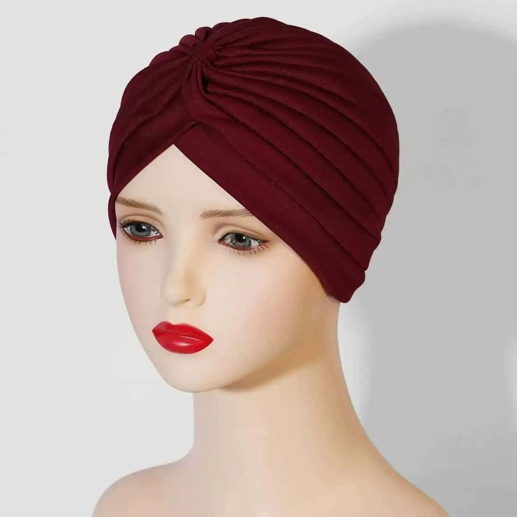 New Women Solid Color Hijab Turban Cancer Beanie Bonnet Inner Hijabs Cap Hair Loss Chemo Hat Elastic Head Cap Muslim Indian Hat