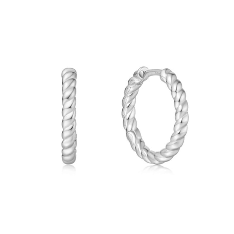 

ANIA HAIE Medium Textured Hoop 925 Silver Ring Earrings E063-05H single type