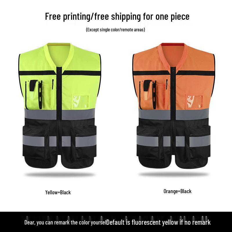 

Reflective Multi-Pocket Safety Vest for Traffic and Construction Workers Yellow and Black