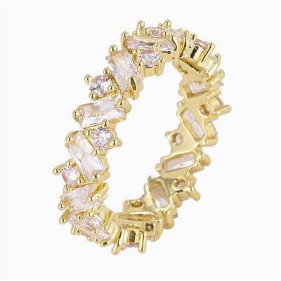 Gold-Plated Surgical Steel Ring with White Zircons R20 Us9
