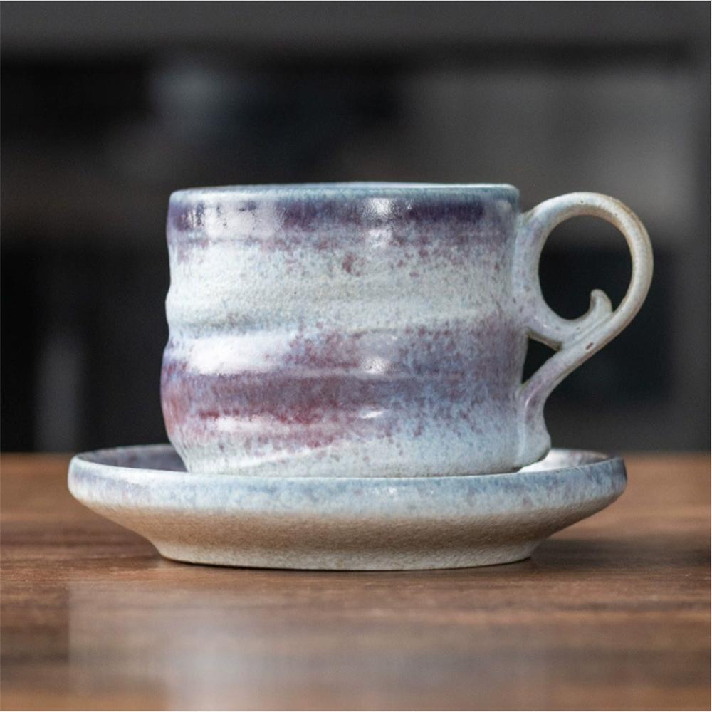1X Japanese Style Creative Retro Ceramic Coffee Cup Mugs Saucer Set Tea Coarse Coffee Milk Cups Mug