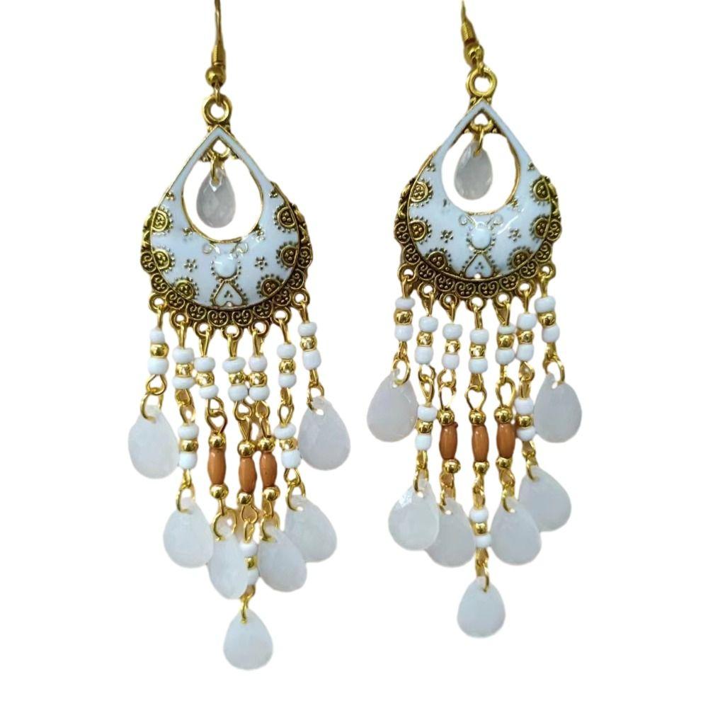 

Серьги-кисточки в стиле бохо в стиле ретро, полые серьги в этническом стиле для женщин белый