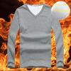 Camiseta interior térmica de manga larga con cuello en V y terciopelo grueso para hombre
