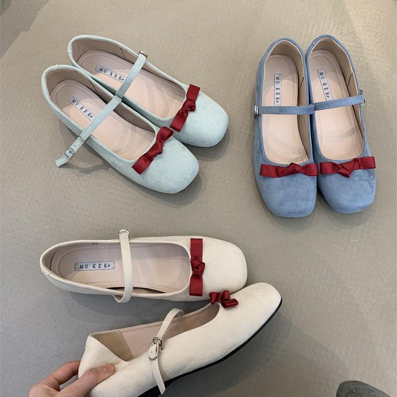 French Bow Round Head Ballet Shoes Fairy Summer Fairy Shoes Flat Gentle Evening Shoes Single Shoes