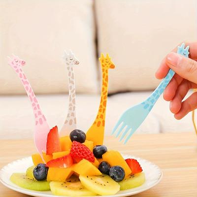 12 stuks - Herbruikbare Giraffe Exquise Fruitvork - Perfect voor Snacks, Taart en Fruitdecoratie - Perfect voor Buitengebruik