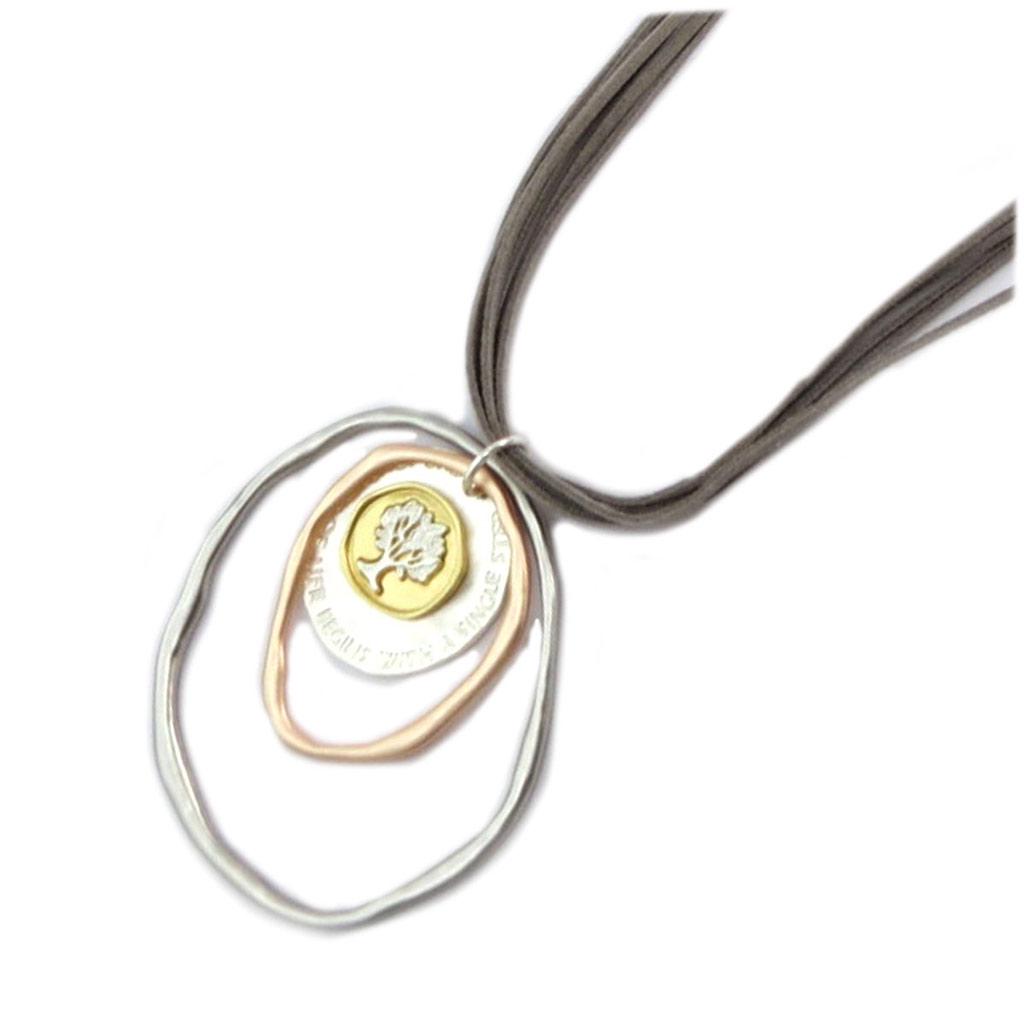 Les Trésors De Lily [P7585] - Collier Sautoir Créateur 'Arbre de Vie' argenté gris - 95x75 mm