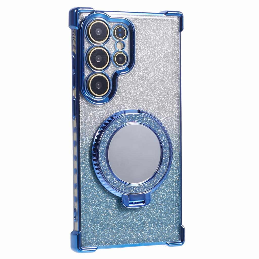 Etui na Samsunga Galaxy S24 Ultra Brokatowe Etui TPU na Telefon ze Stojakiem Lusterko