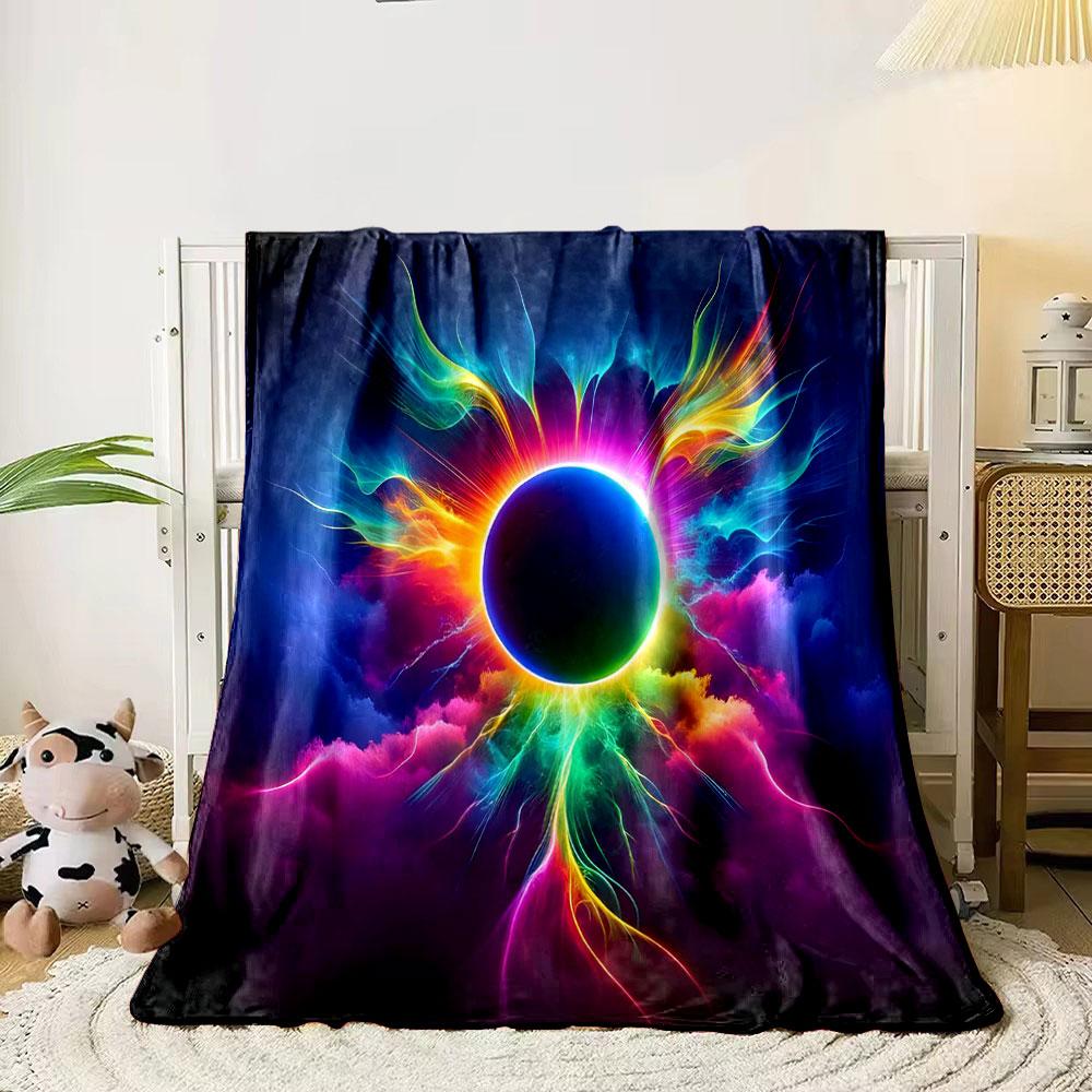 Neon Eclipse Burst Print Blanket Soft and Cozy Perfect for the Living Room Bed Sofa or a Nap,gift