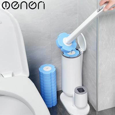 MENGNI Wall Disposable Cleaning Toilet Brush Set Long Handle Home Cleaning Tool with Replacement Brush Head Toilet Bathroom Set