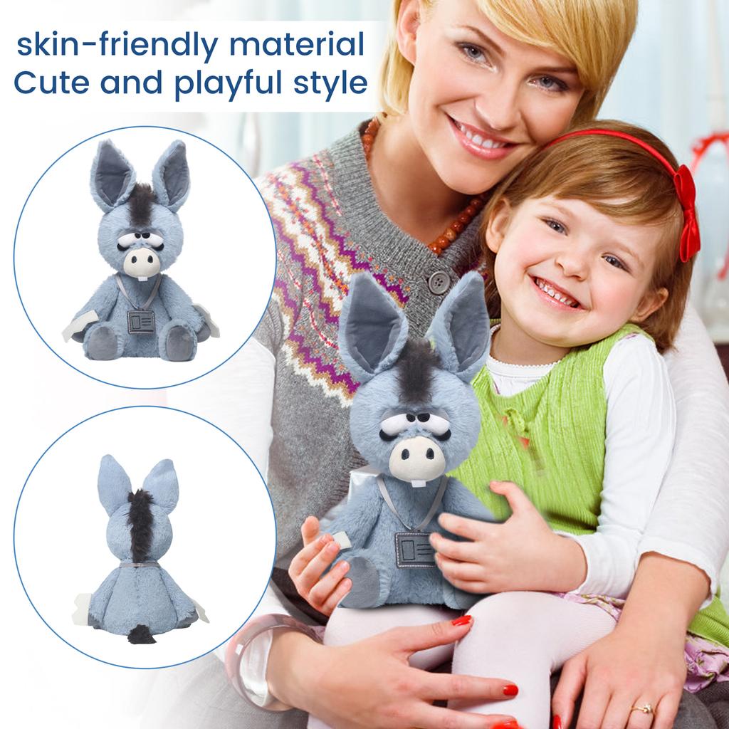 Plush Donkey Stuffed Animal Soft Toy Sitting Design with Large Ears and Expressive Face Suitable for Sleep and Decoration