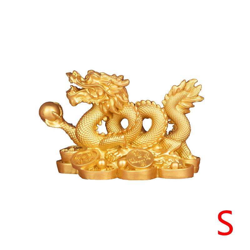 Auspicious Resin Golden Dragon Ornament For Living Room Office Wine Cabinet Craft Feng Shui Decoration