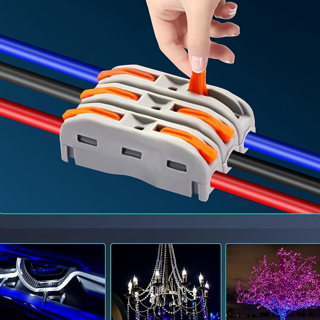 Connecteurs de fil à levier Kit de 50 connecteurs de fil en ligne pour connexion rapide Pousser dans Connecteurs électriques d'épissure compacts