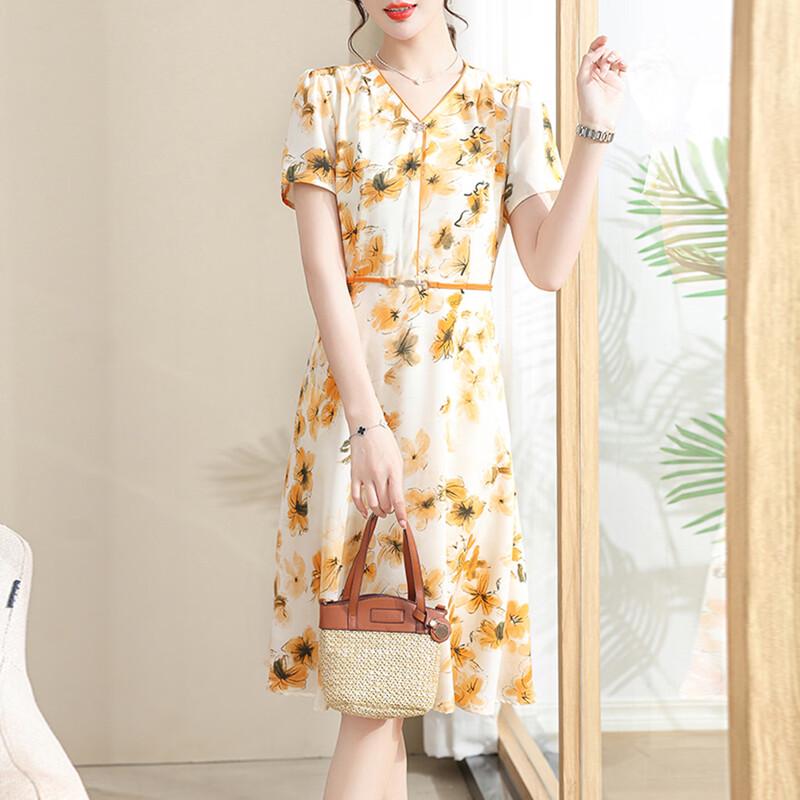 

Woxue 2025 Women s Summer Slim-Fit Short-Sleeve Midi Dress 4XL